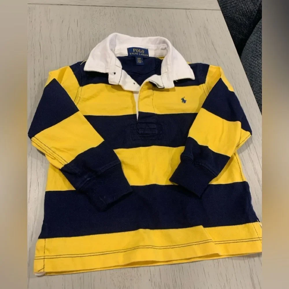 Polo by Ralph Lauren Kids Navy and Yellow Striped Polo/ Nautica Pants